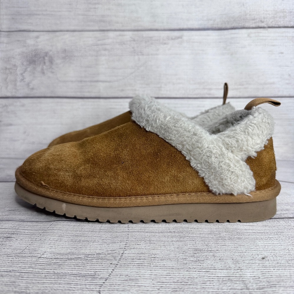 Koolaburra by‎ UGG Burree Chestnut Suede Faux Fur Slippers Womens 7 1133080